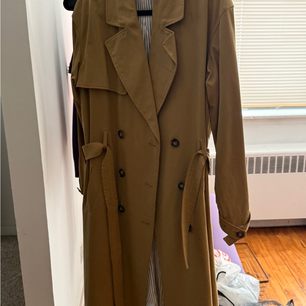 Nili Lotan Olive Green Double-Breasted Trench Coat
